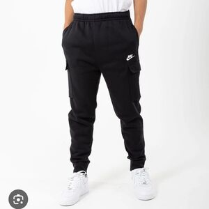 Nike Black Cargo Joggers with White Swoosh